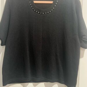 San Remo Black Sweater with Rhinestone Details